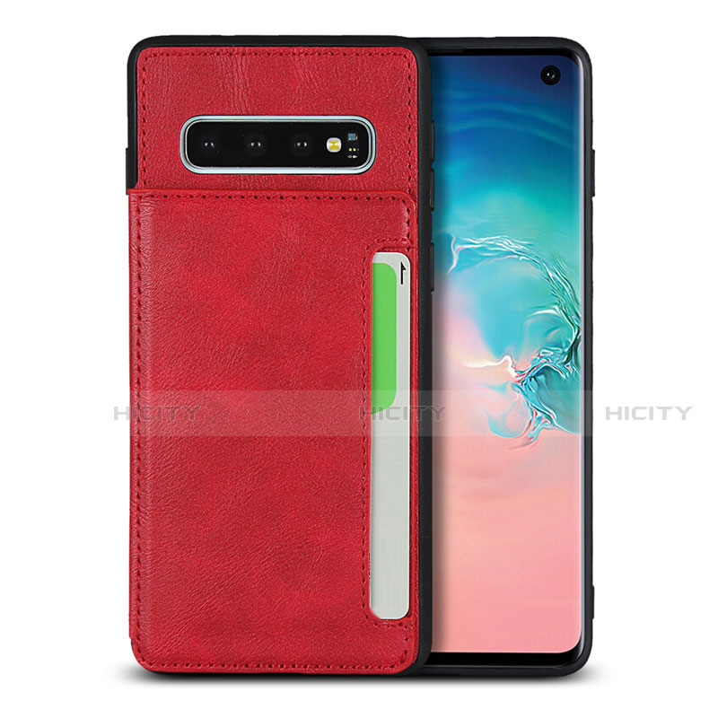 Funda Lujo Cuero Carcasa R01 para Samsung Galaxy S10 5G Rojo