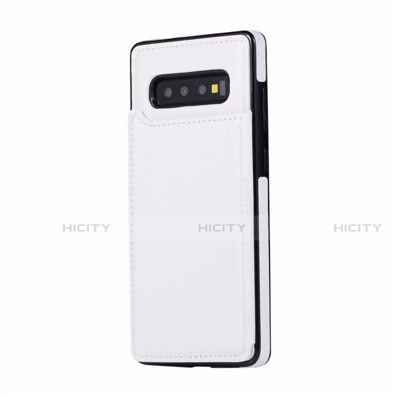 Funda Lujo Cuero Carcasa R01 para Samsung Galaxy S10 Plus Blanco