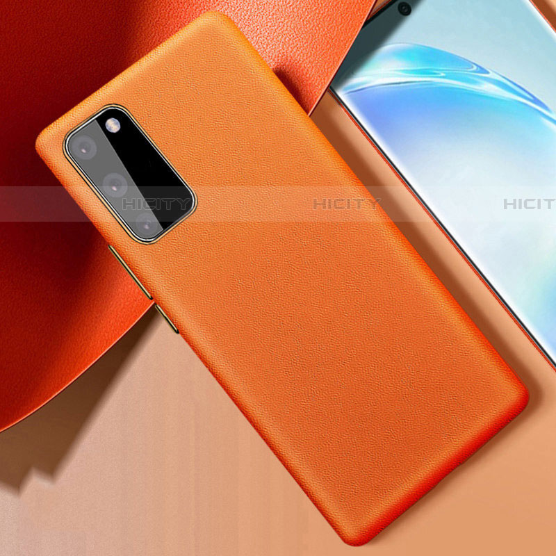 Funda Lujo Cuero Carcasa R01 para Samsung Galaxy S20 Naranja