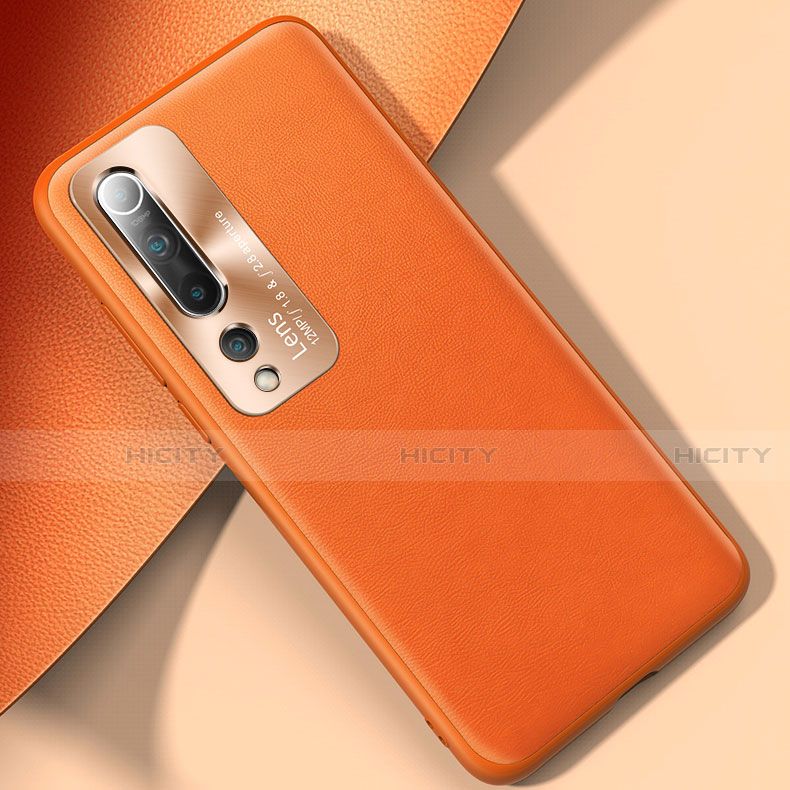 Funda Lujo Cuero Carcasa R01 para Xiaomi Mi 10 Naranja