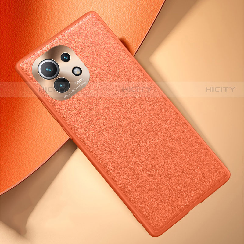 Funda Lujo Cuero Carcasa R01 para Xiaomi Mi 11 Lite 4G Naranja