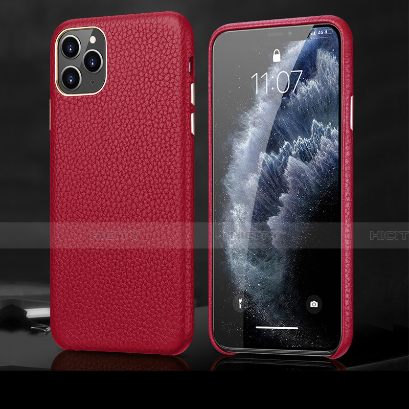 Funda Lujo Cuero Carcasa R02 para Apple iPhone 11 Pro Max Rojo