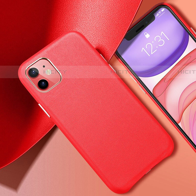 Funda Lujo Cuero Carcasa R02 para Apple iPhone 11 Rojo