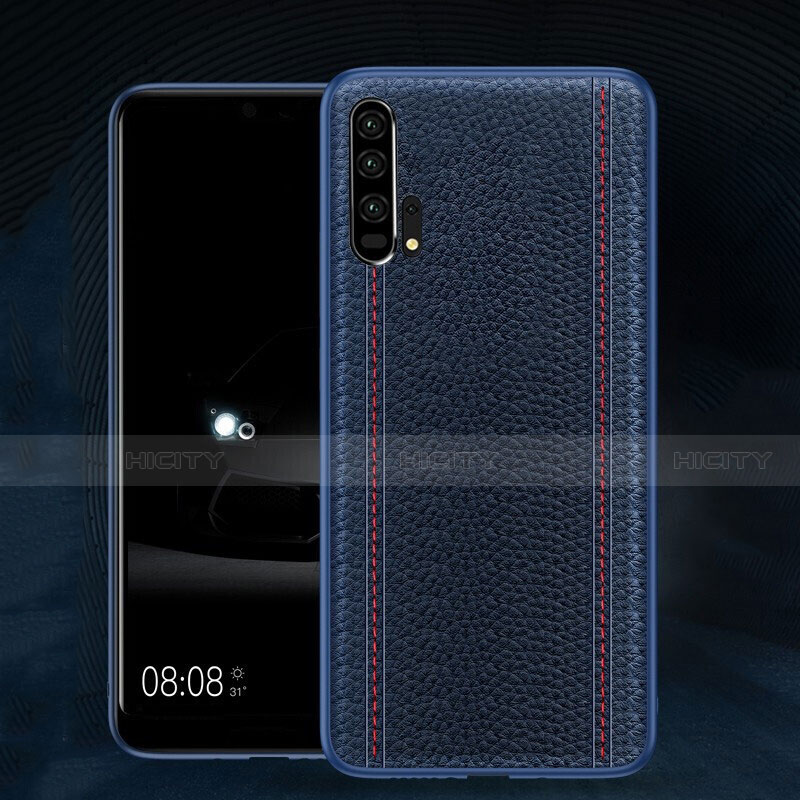 Funda Lujo Cuero Carcasa R02 para Huawei Honor 20 Pro Azul