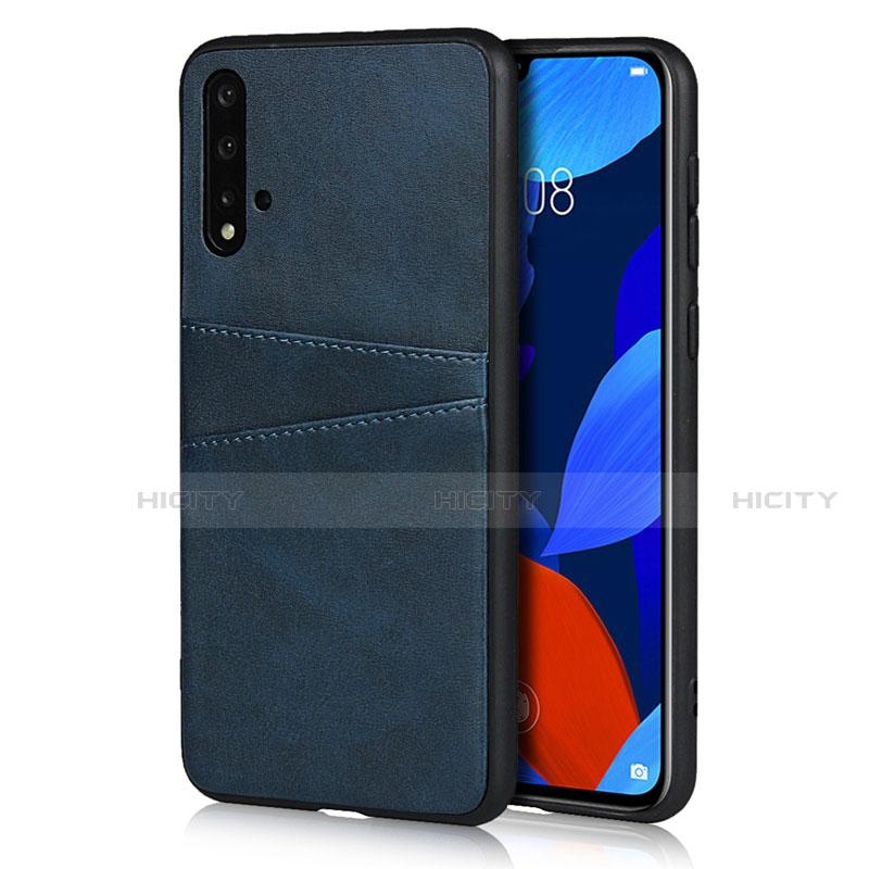 Funda Lujo Cuero Carcasa R02 para Huawei Nova 5 Azul