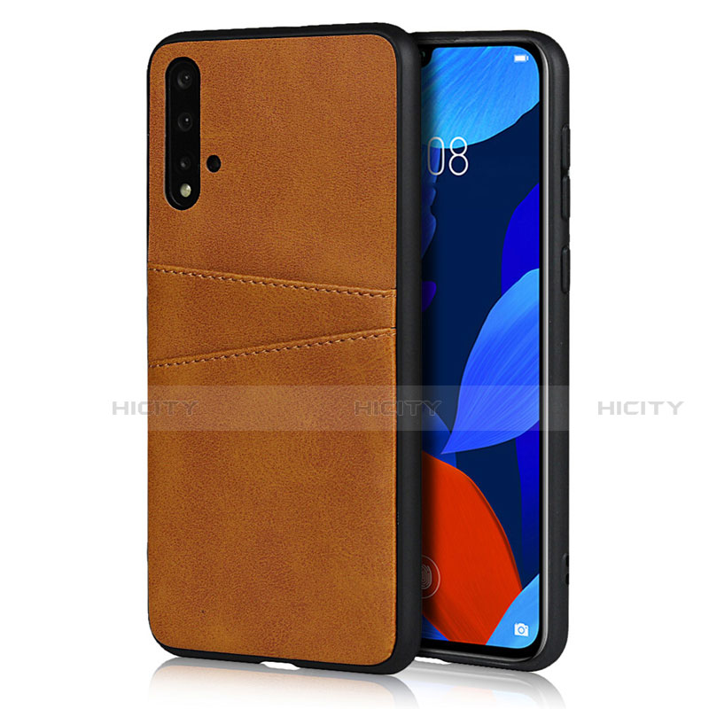 Funda Lujo Cuero Carcasa R02 para Huawei Nova 5 Naranja