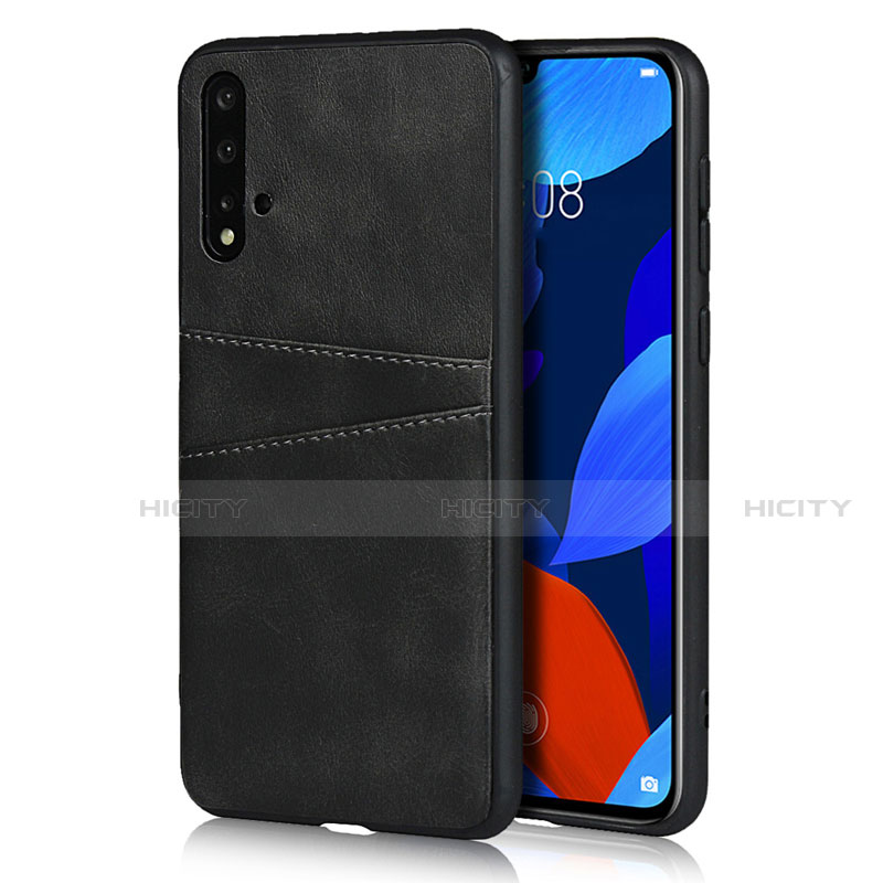 Funda Lujo Cuero Carcasa R02 para Huawei Nova 5 Pro Negro