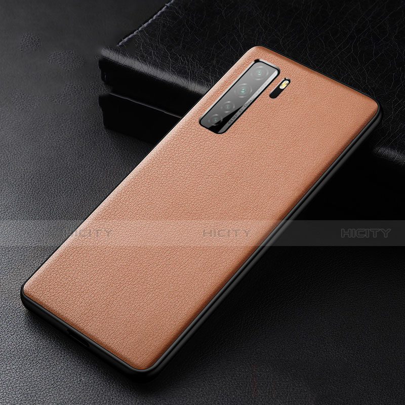 Funda Lujo Cuero Carcasa R02 para Huawei Nova 7 SE 5G Marron