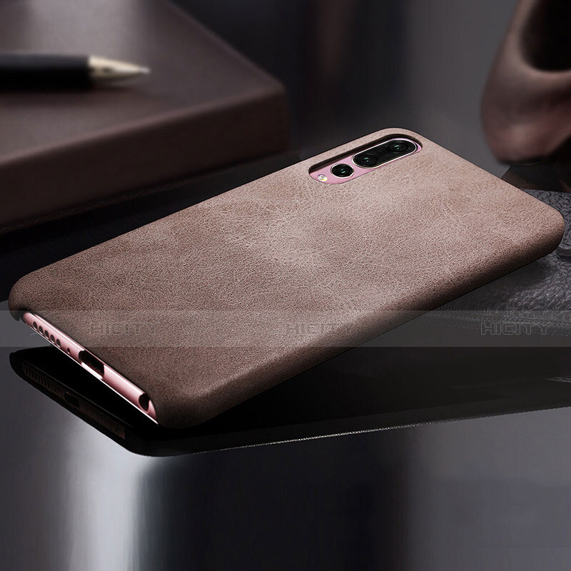 Funda Lujo Cuero Carcasa R02 para Huawei P20 Pro Marron