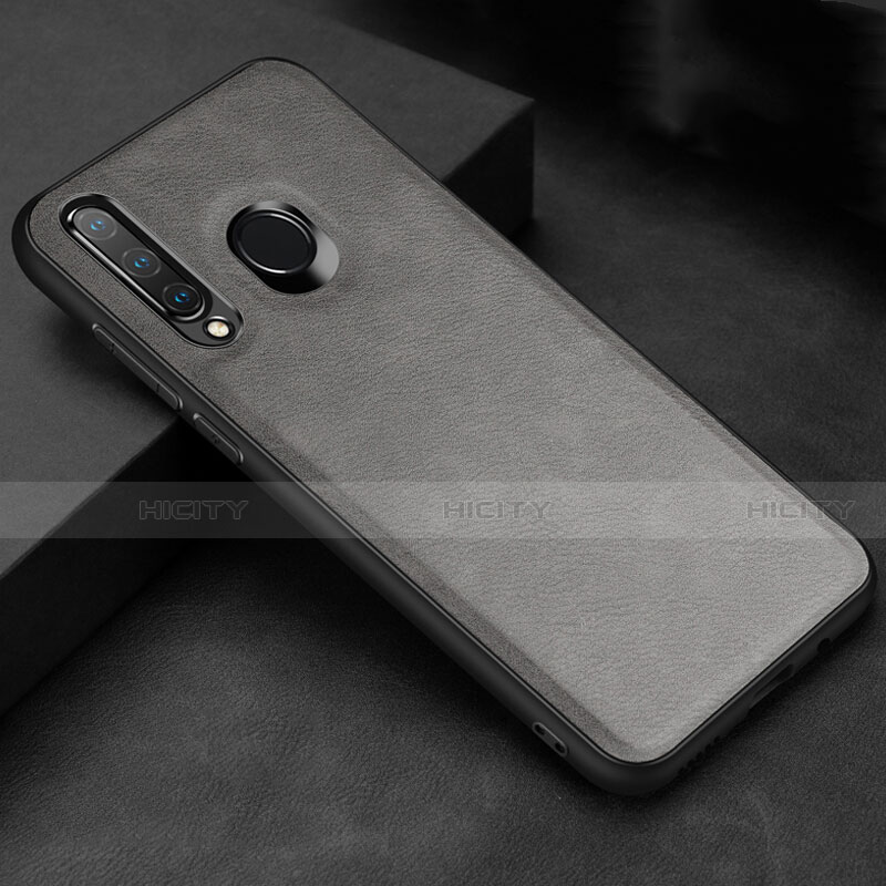 Funda Lujo Cuero Carcasa R02 para Huawei P30 Lite Gris