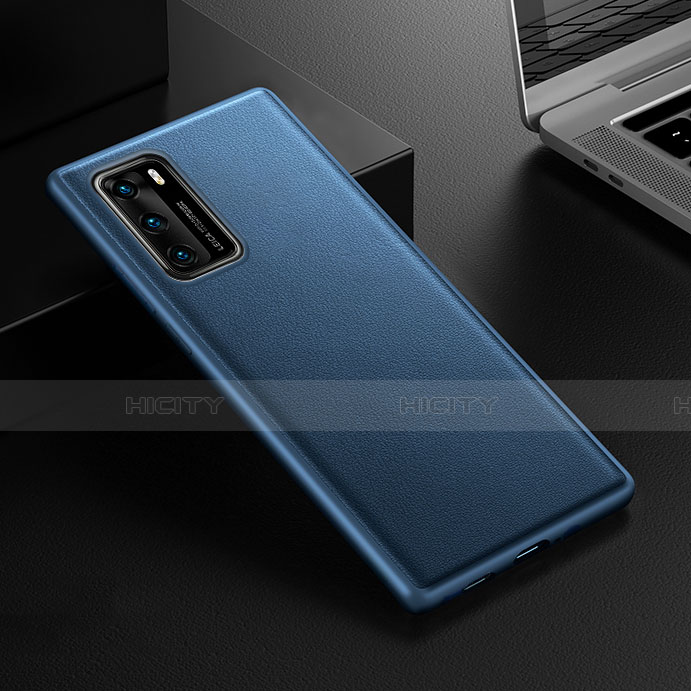 Funda Lujo Cuero Carcasa R02 para Huawei P40 Azul