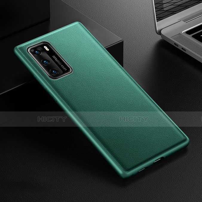 Funda Lujo Cuero Carcasa R02 para Huawei P40 Verde