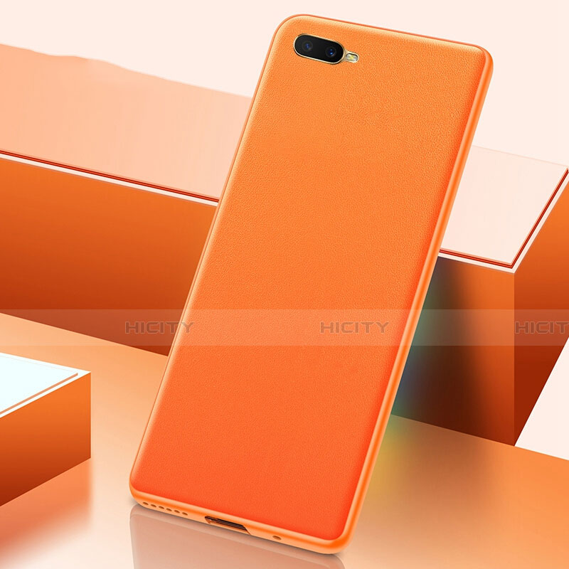 Funda Lujo Cuero Carcasa R02 para Oppo K1 Naranja