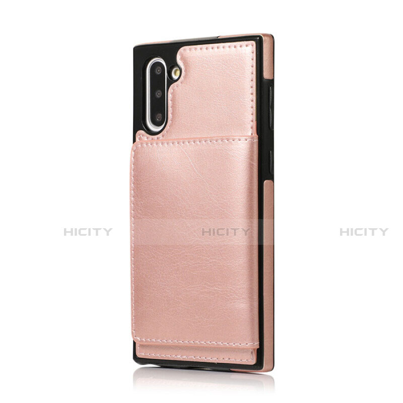 Funda Lujo Cuero Carcasa R02 para Samsung Galaxy Note 10 Oro Rosa