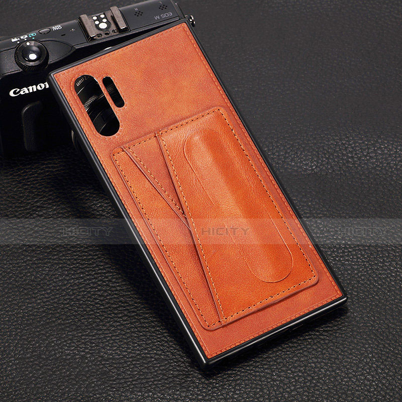 Funda Lujo Cuero Carcasa R02 para Samsung Galaxy Note 10 Plus Naranja