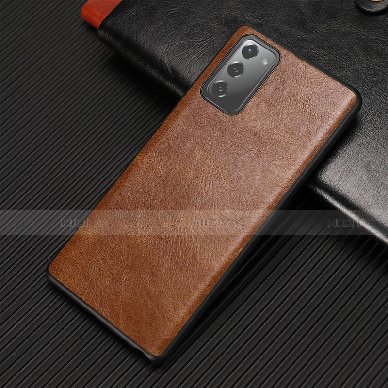 Funda Lujo Cuero Carcasa R02 para Samsung Galaxy Note 20 5G Marron