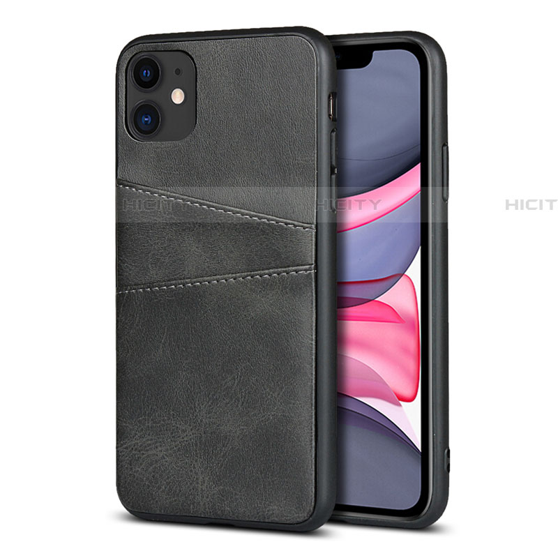 Funda Lujo Cuero Carcasa R03 para Apple iPhone 11 Negro