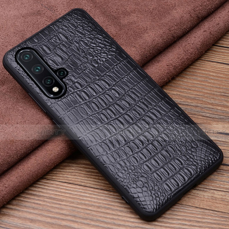 Funda Lujo Cuero Carcasa R03 para Huawei Nova 5 Pro Negro