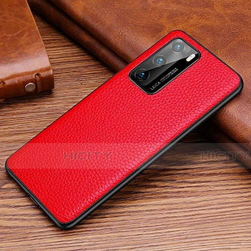 Funda Lujo Cuero Carcasa R03 para Huawei P40 Rojo