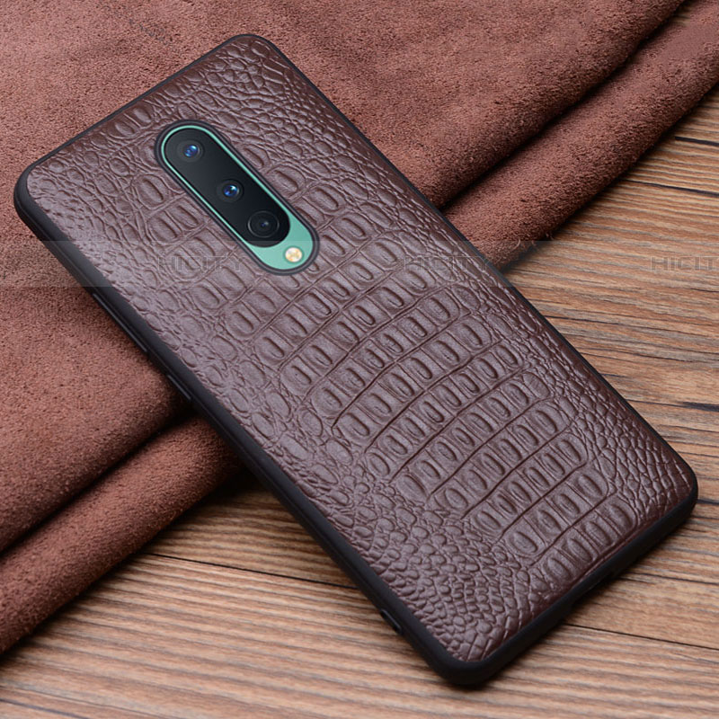 Funda Lujo Cuero Carcasa R03 para OnePlus 8 Marron