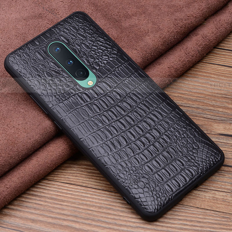 Funda Lujo Cuero Carcasa R03 para OnePlus 8 Negro