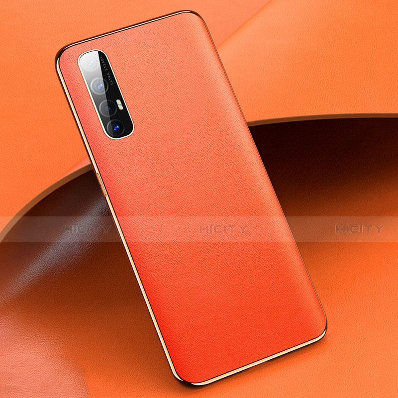 Funda Lujo Cuero Carcasa R03 para Oppo Find X2 Neo Naranja