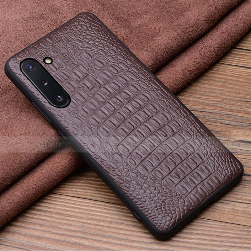 Funda Lujo Cuero Carcasa R03 para Samsung Galaxy Note 10 5G Marron