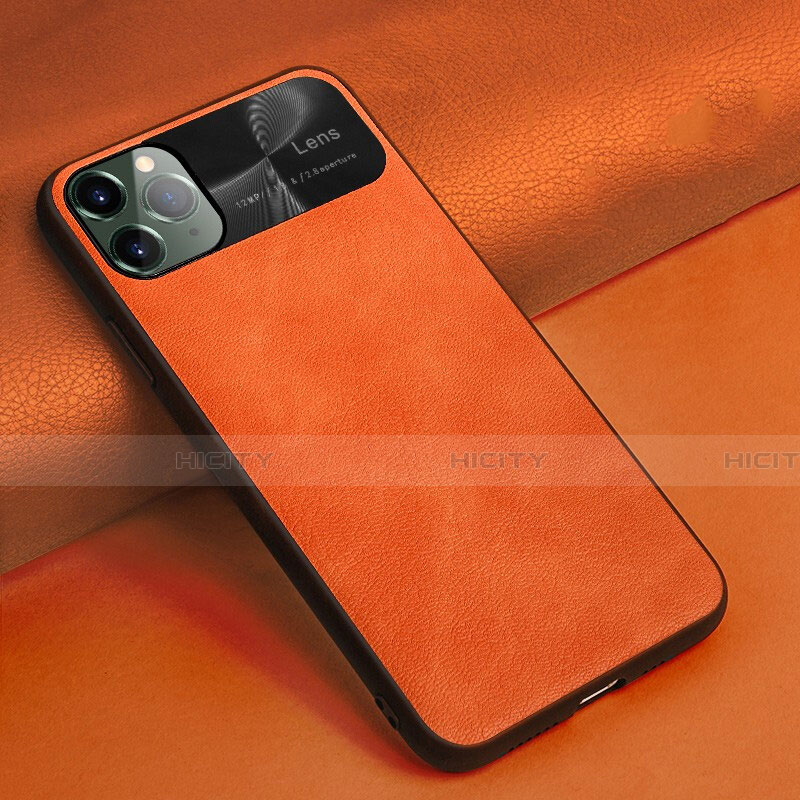 Funda Lujo Cuero Carcasa R04 para Apple iPhone 11 Pro Naranja