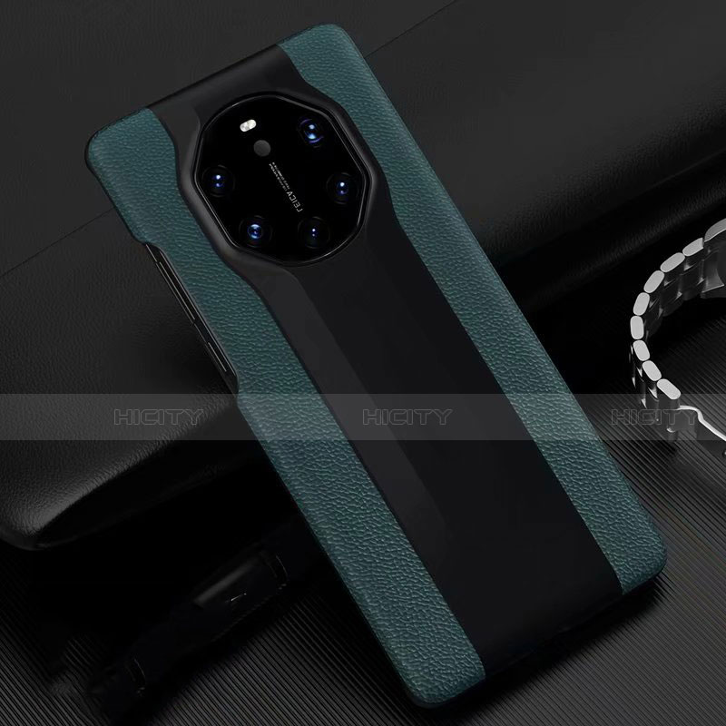 Funda Lujo Cuero Carcasa R04 para Huawei Mate 40 RS Verde Noche