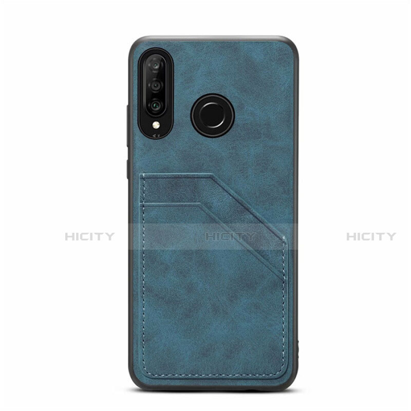 Funda Lujo Cuero Carcasa R04 para Huawei Nova 4e Azul