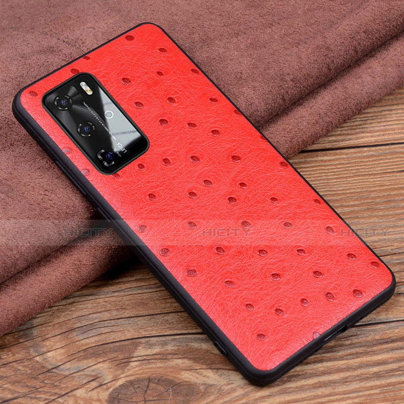 Funda Lujo Cuero Carcasa R04 para Huawei P40 Pro Rojo