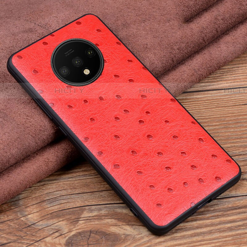 Funda Lujo Cuero Carcasa R04 para OnePlus 7T Rojo