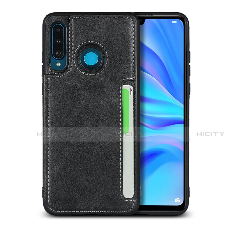 Funda Lujo Cuero Carcasa R05 para Huawei Nova 4e Negro