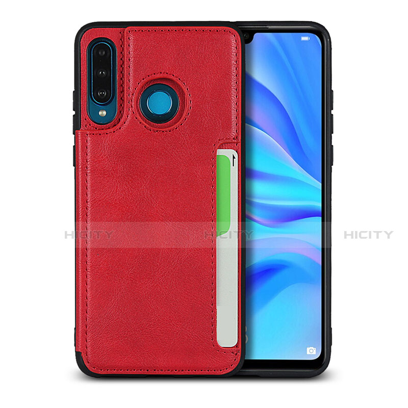 Funda Lujo Cuero Carcasa R05 para Huawei P30 Lite Rojo