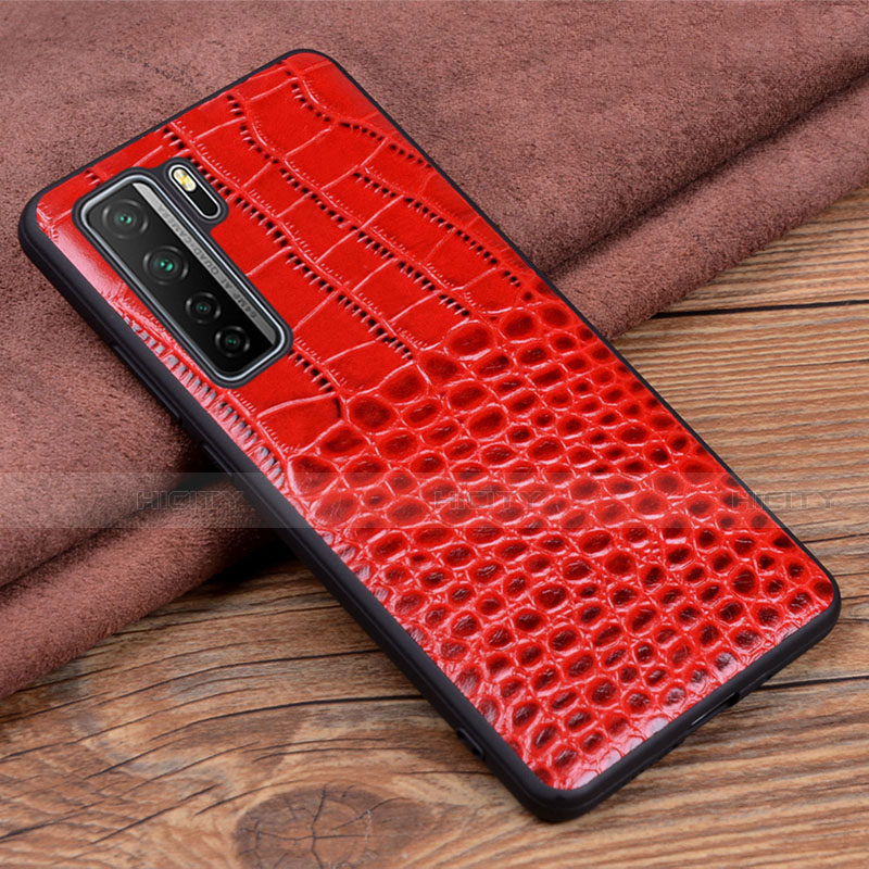 Funda Lujo Cuero Carcasa R05 para Huawei P40 Lite 5G Rojo