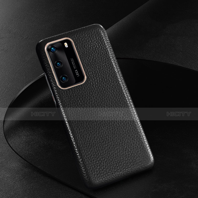 Funda Lujo Cuero Carcasa R05 para Huawei P40 Negro