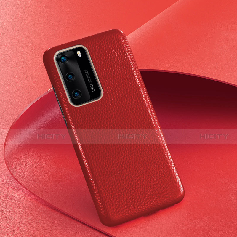 Funda Lujo Cuero Carcasa R05 para Huawei P40 Rojo