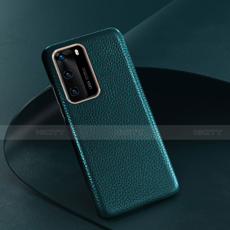 Funda Lujo Cuero Carcasa R05 para Huawei P40 Verde