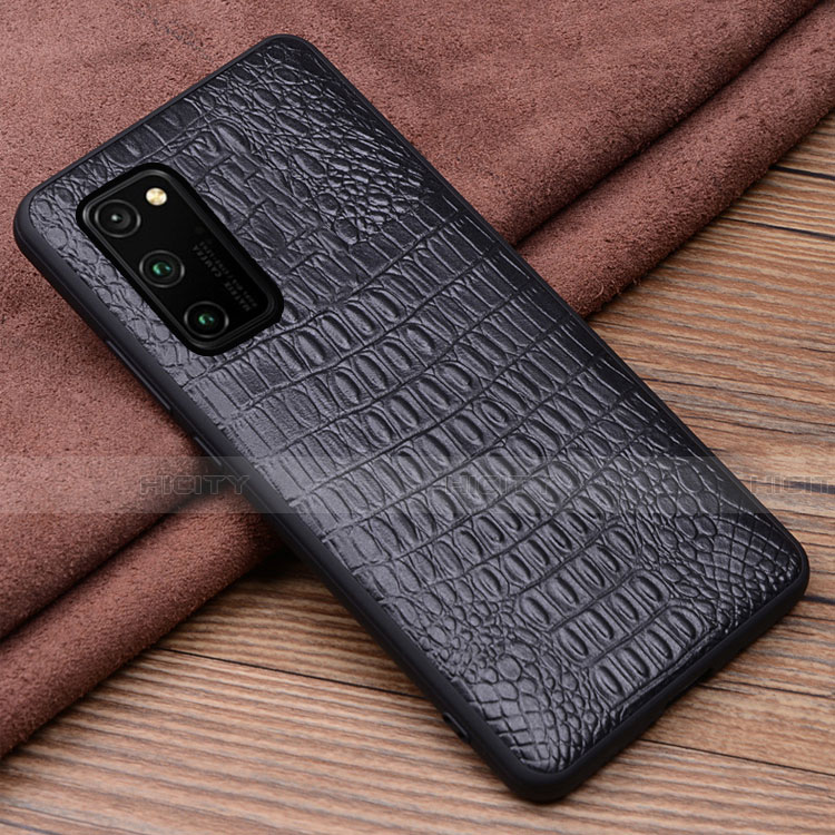 Funda Lujo Cuero Carcasa R06 para Huawei Honor View 30 5G Negro