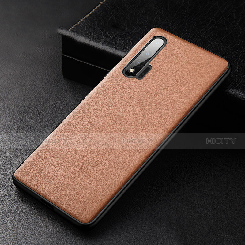 Funda Lujo Cuero Carcasa R06 para Huawei Nova 6 5G Naranja