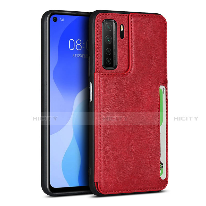 Funda Lujo Cuero Carcasa R06 para Huawei P40 Lite 5G Rojo