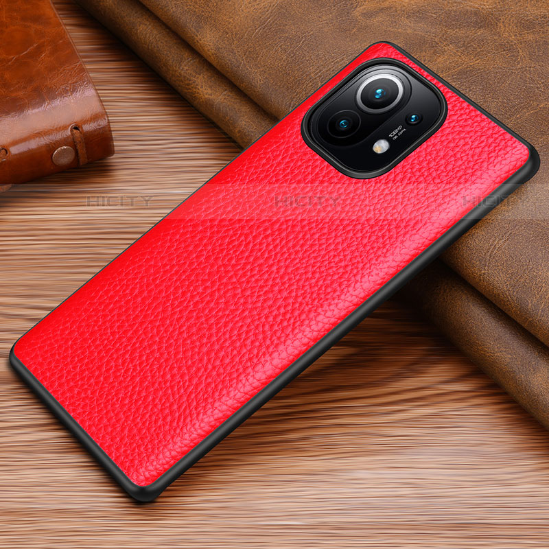 Funda Lujo Cuero Carcasa R06 para Xiaomi Mi 11 5G Rojo