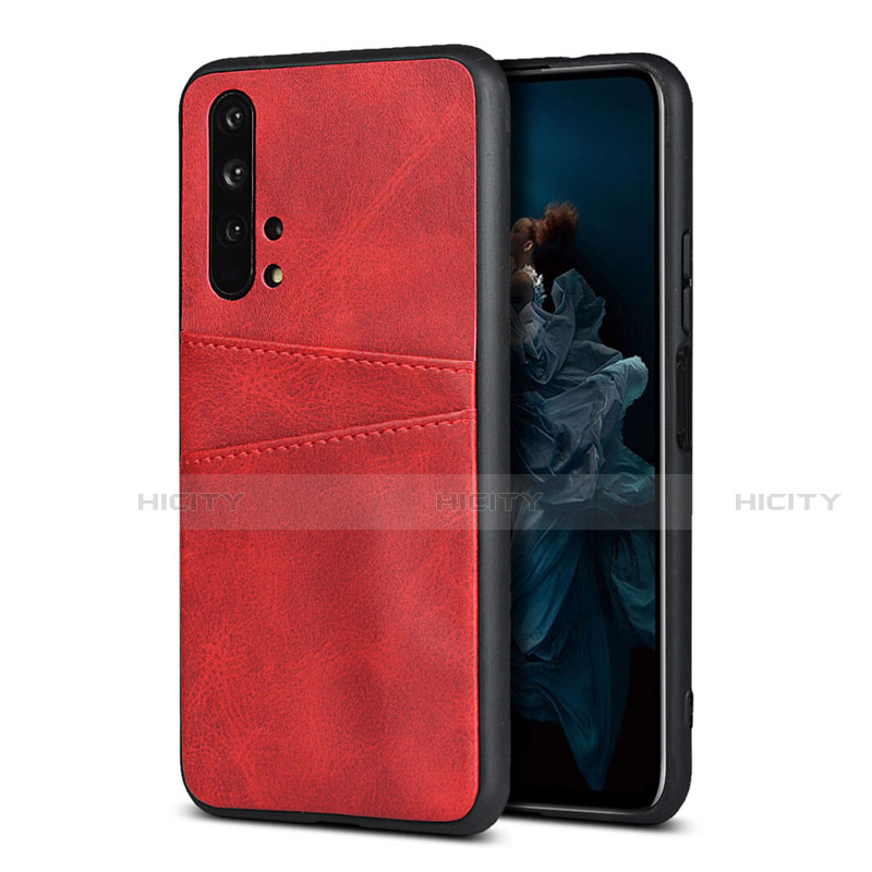 Funda Lujo Cuero Carcasa R07 para Huawei Honor 20 Pro Rojo