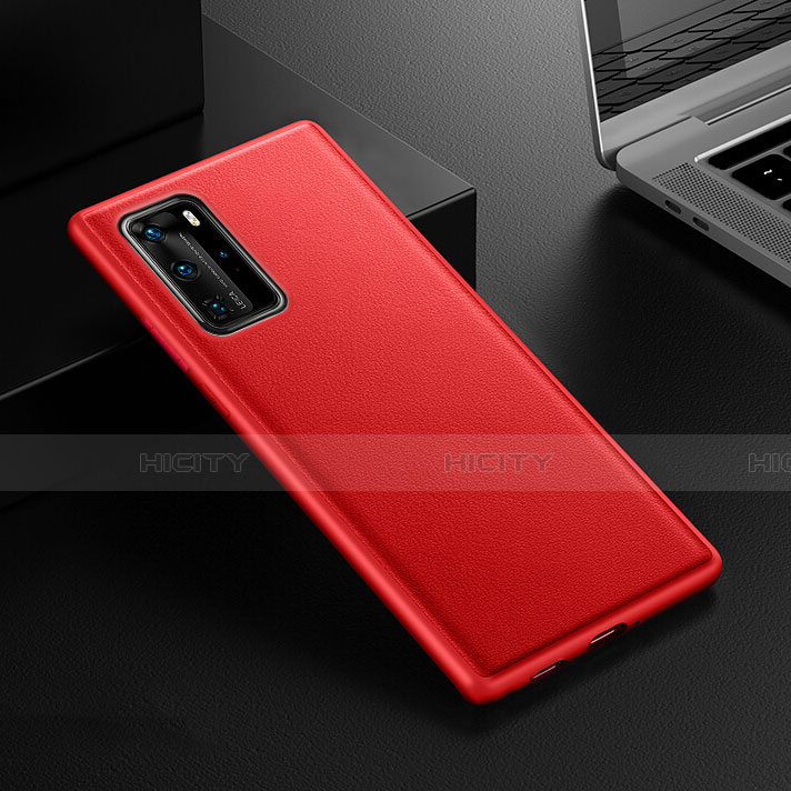 Funda Lujo Cuero Carcasa R07 para Huawei P40 Pro Rojo