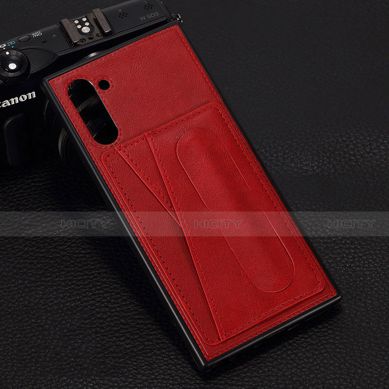 Funda Lujo Cuero Carcasa R07 para Samsung Galaxy Note 10 Rojo