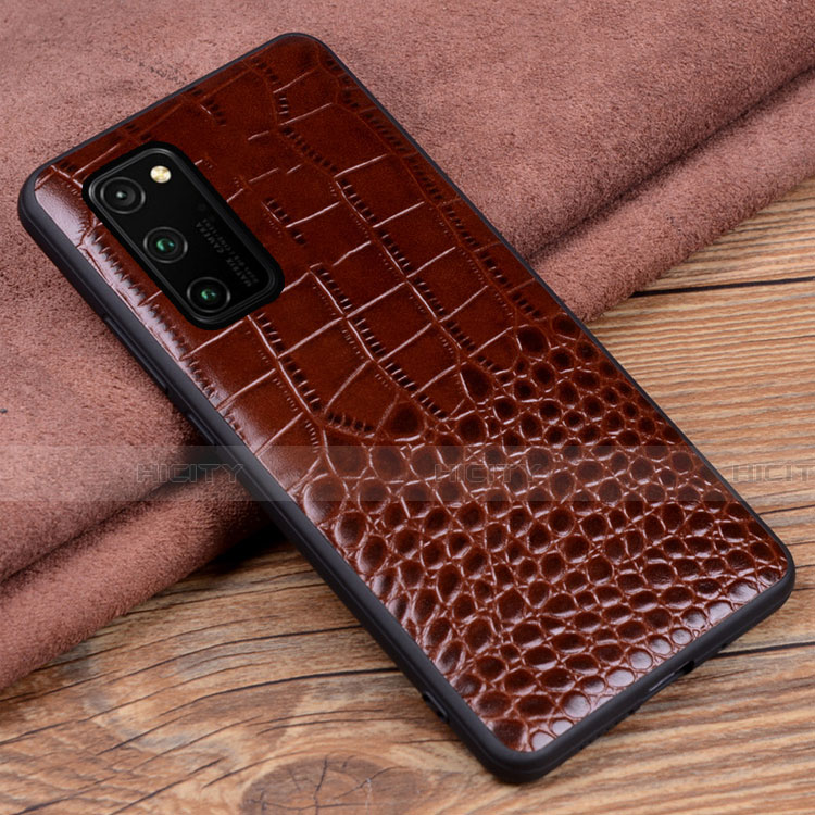 Funda Lujo Cuero Carcasa R08 para Huawei Honor View 30 5G Marron