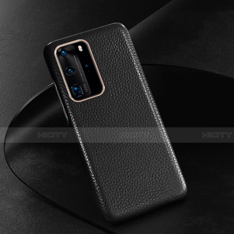 Funda Lujo Cuero Carcasa R08 para Huawei P40 Pro Negro