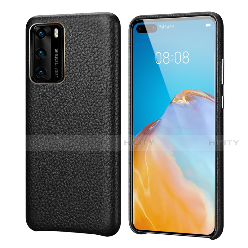 Funda Lujo Cuero Carcasa R09 para Huawei P40 Negro