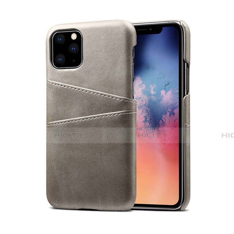 Funda Lujo Cuero Carcasa R10 para Apple iPhone 11 Pro Gris