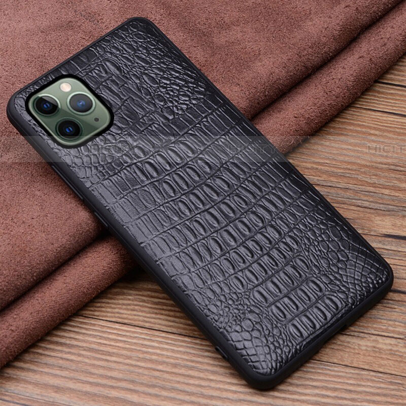 Funda Lujo Cuero Carcasa R11 para Apple iPhone 11 Pro Max Negro